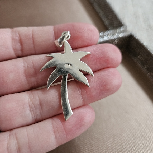 Sterling Silver and Abalone Inlay Palm Tree Pendant - Picture 4 of 7